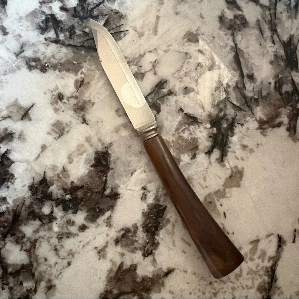Vintage Butterscotch Tortise Swirl Bakelite Handle Knife Stainless Steel Blade